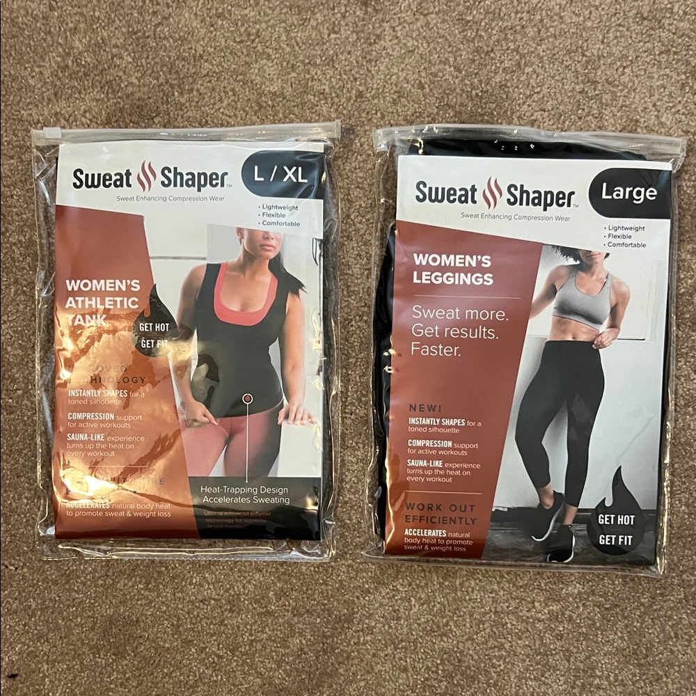 Compression Sauna Lined Women's Athletic Tank and Leggings- Black - Picture 4 of 4